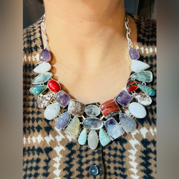 Muti-Gemstone Statement Necklace - Picture 14 of 15